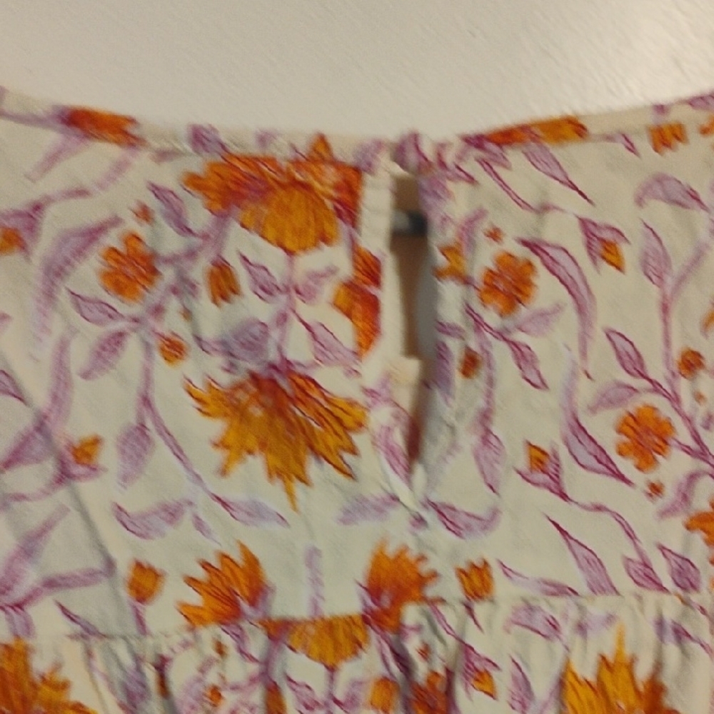 Orange Smocked Long Sleeve Blouse with Peter Pan Collar - Picture 4 of 6